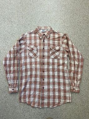 Vintage 80s Woolrich Long Sleeve Plaid Flannel Button Up L